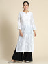 Ria Malhotra in Hand Embroidery Chikankari Long Kurti for Women In Chanderi Silk White-6